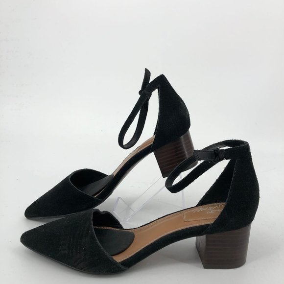 Crown Vintage Black Leather Heels | Pointed Toe & Block Heel - Picture 4 of 4